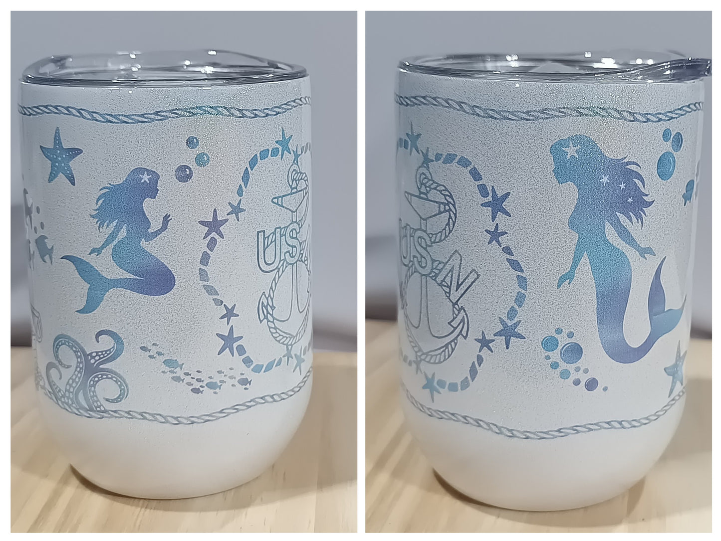 Blue mermaid wine tumbler