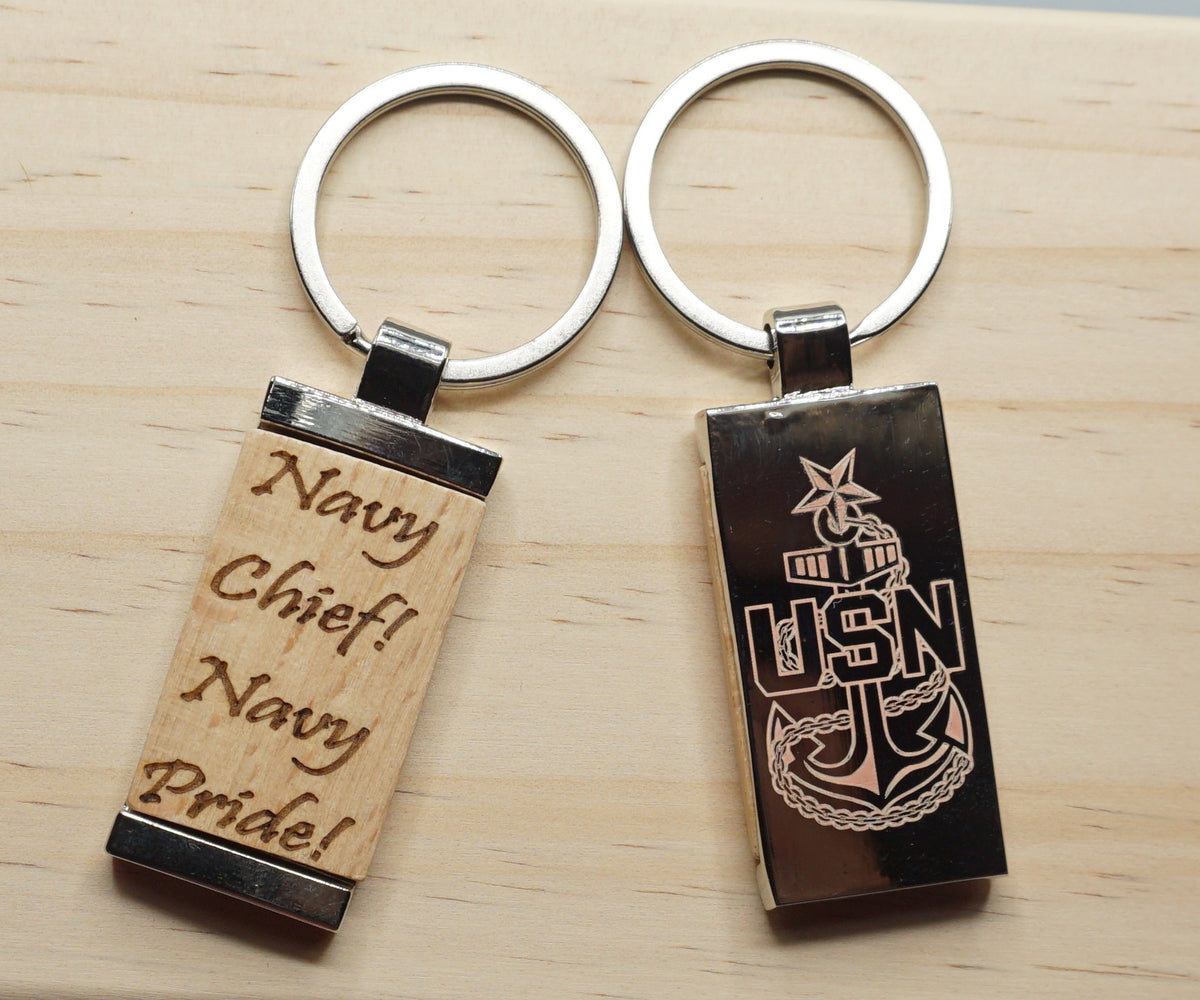 Senior Chief NCNP Wood and Metal Keychain