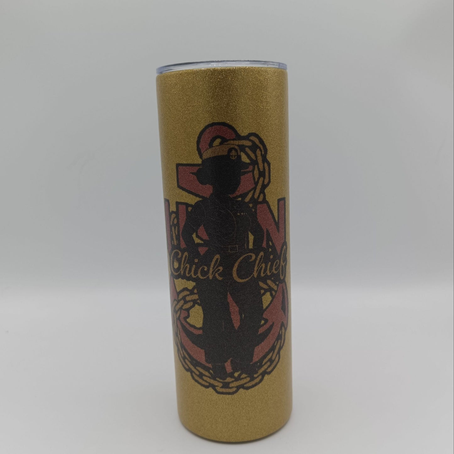 Glitter Chick Chief Tumbler Gold