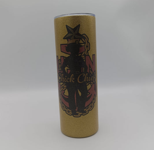 Glitter Senior Chief Tumbler Gold