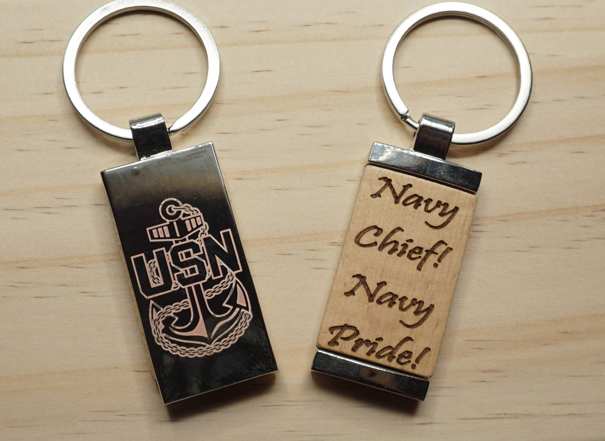 Chief NCNP Wood and Metal Keychain