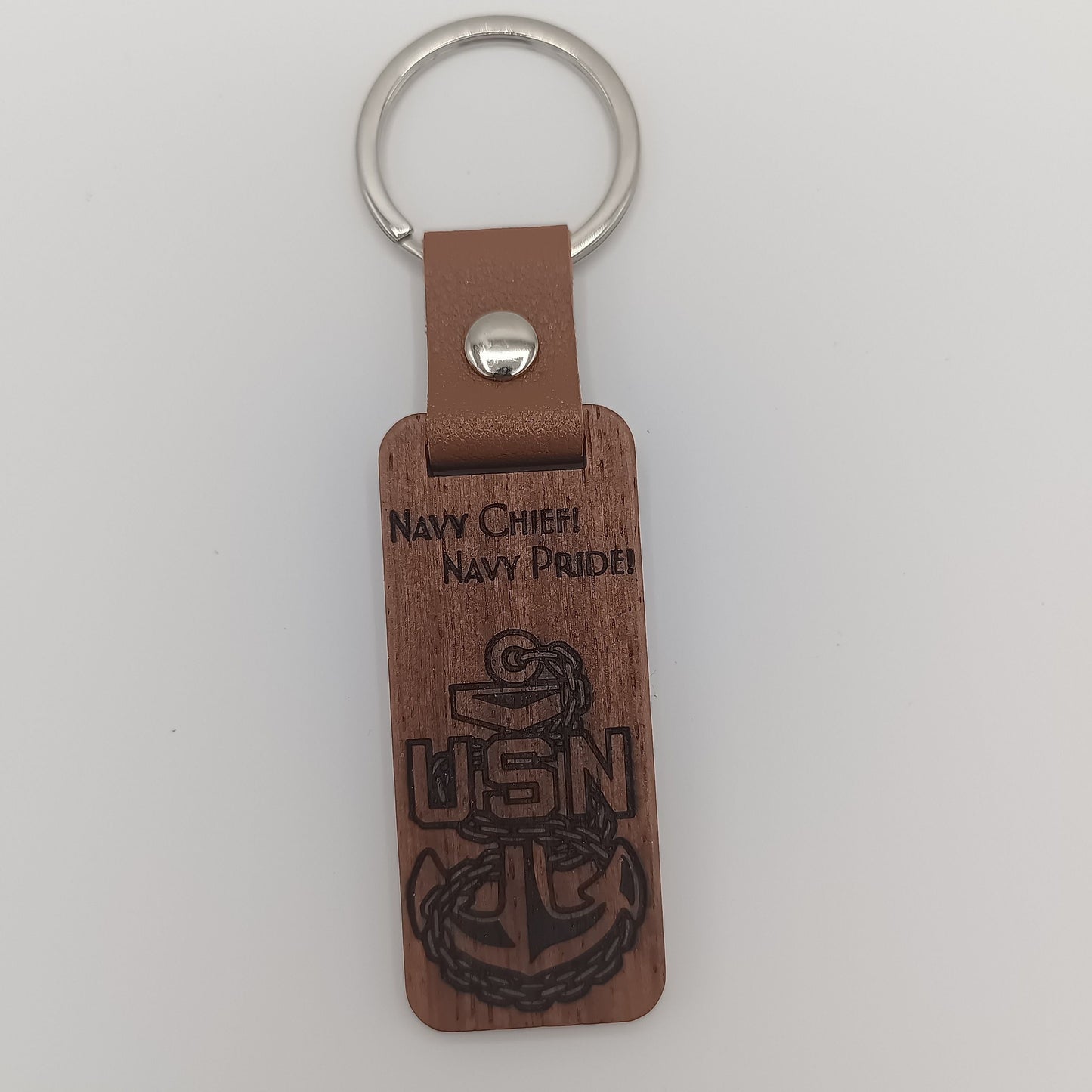 Chief Wooden keychain red tone