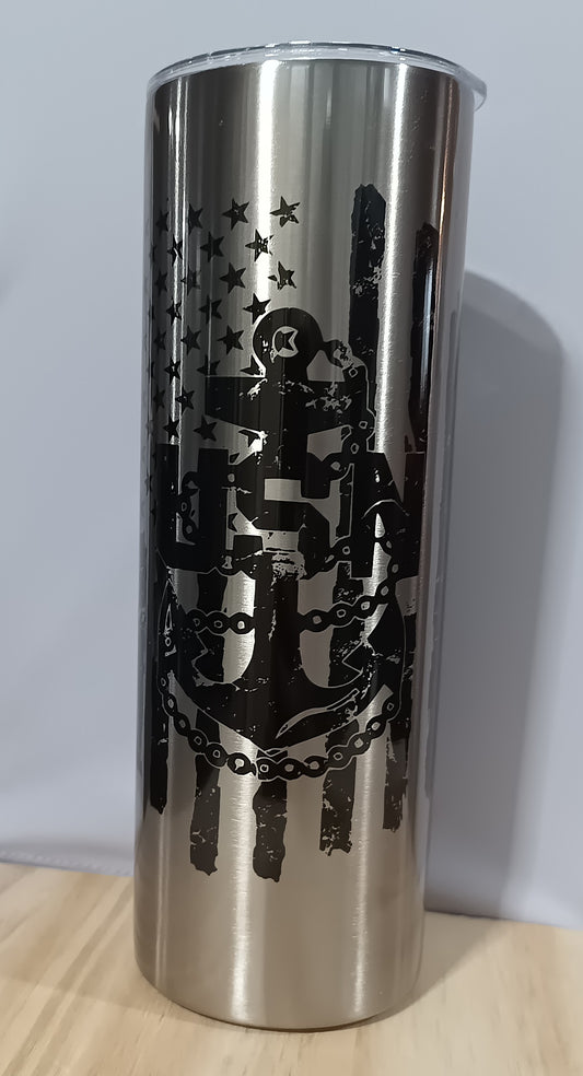 Distressed flag tumbler