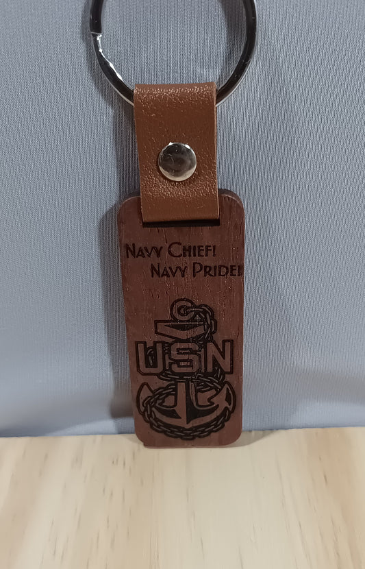 Wooden keychain red tone