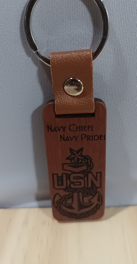 Wooden Keychain SC red tone