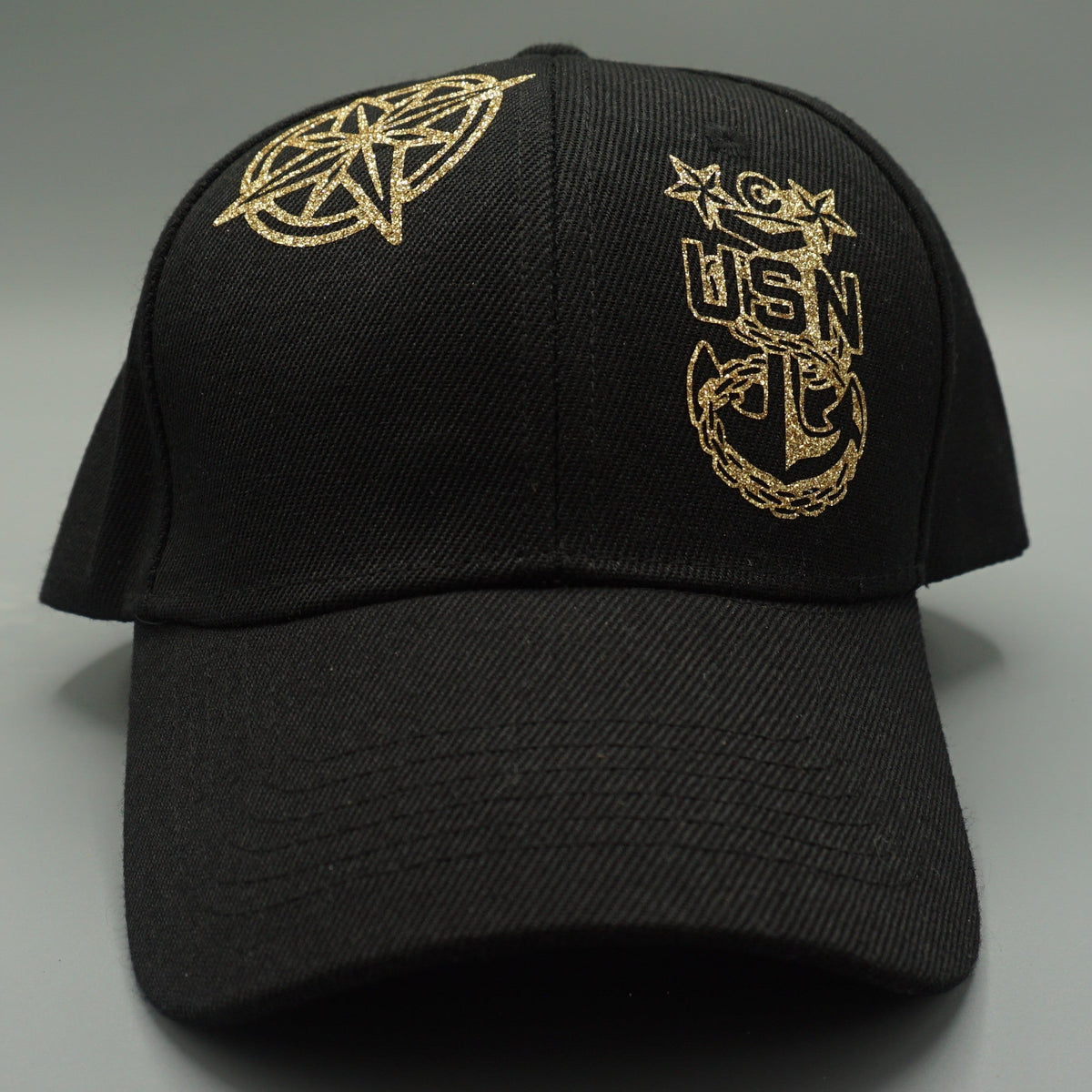 MC Black Hat with Gold Glitter