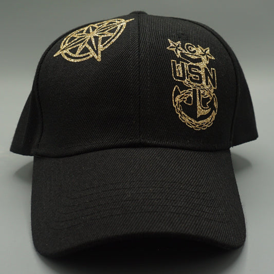 MC Black Hat with Gold Glitter