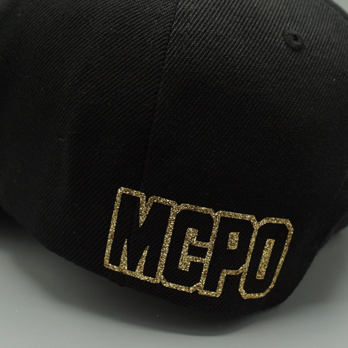 MC Black Hat with Gold Glitter