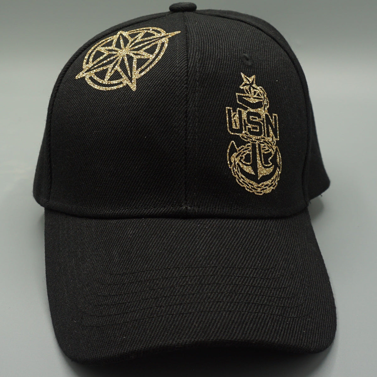 SC Black Hat with Gold Glitter