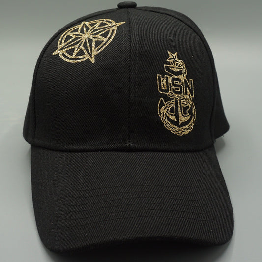 SC Black Hat with Gold Glitter