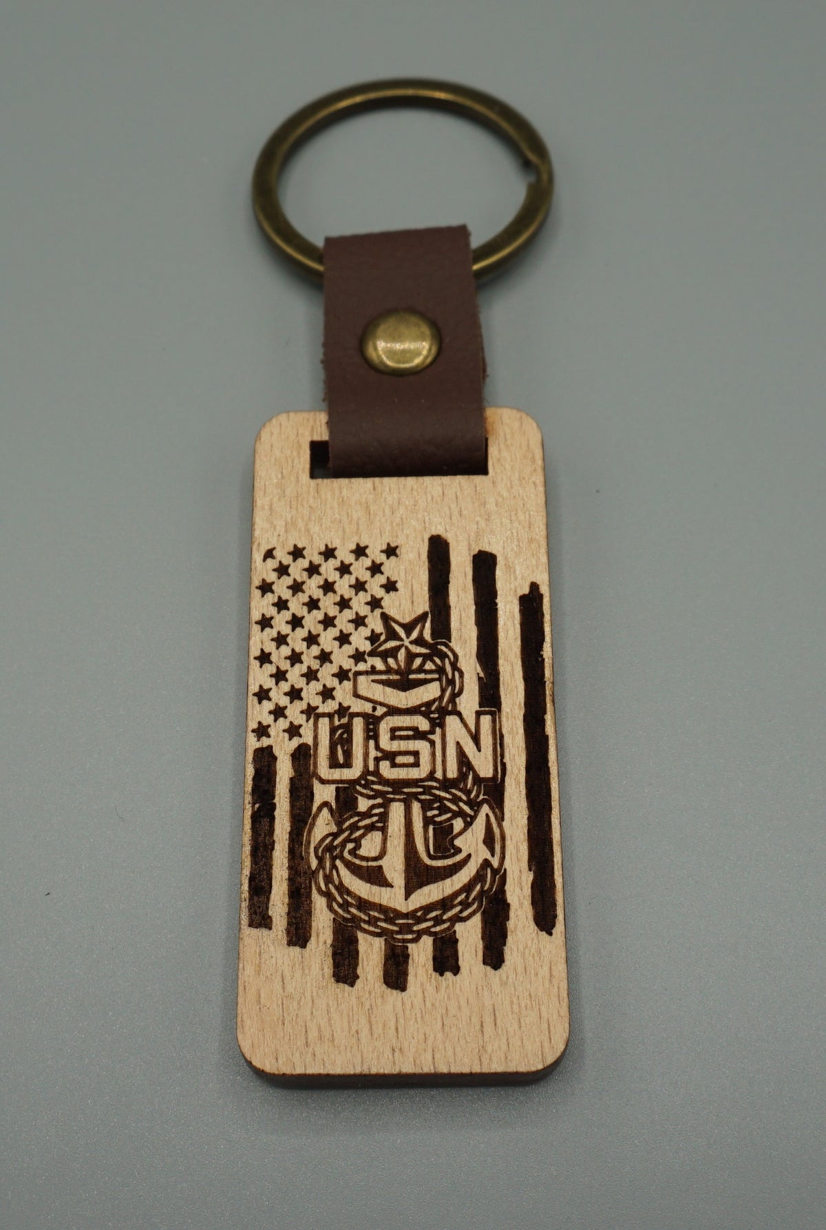 Senior Chief Wooden Keychain Flag