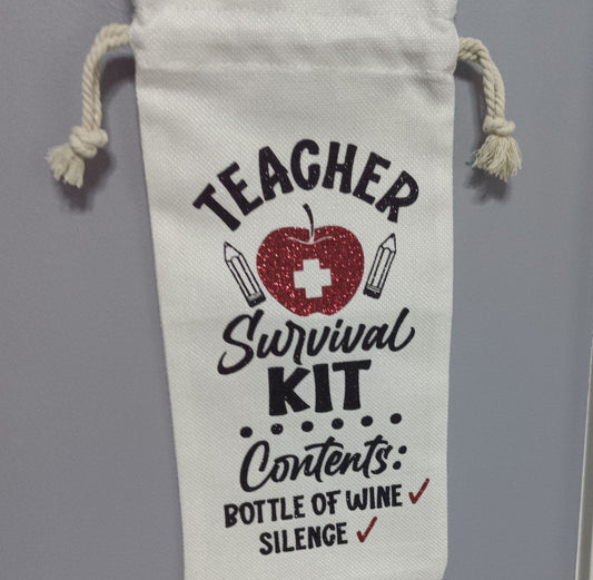Wine Bag - Teacher Survival Kit (Glitter)